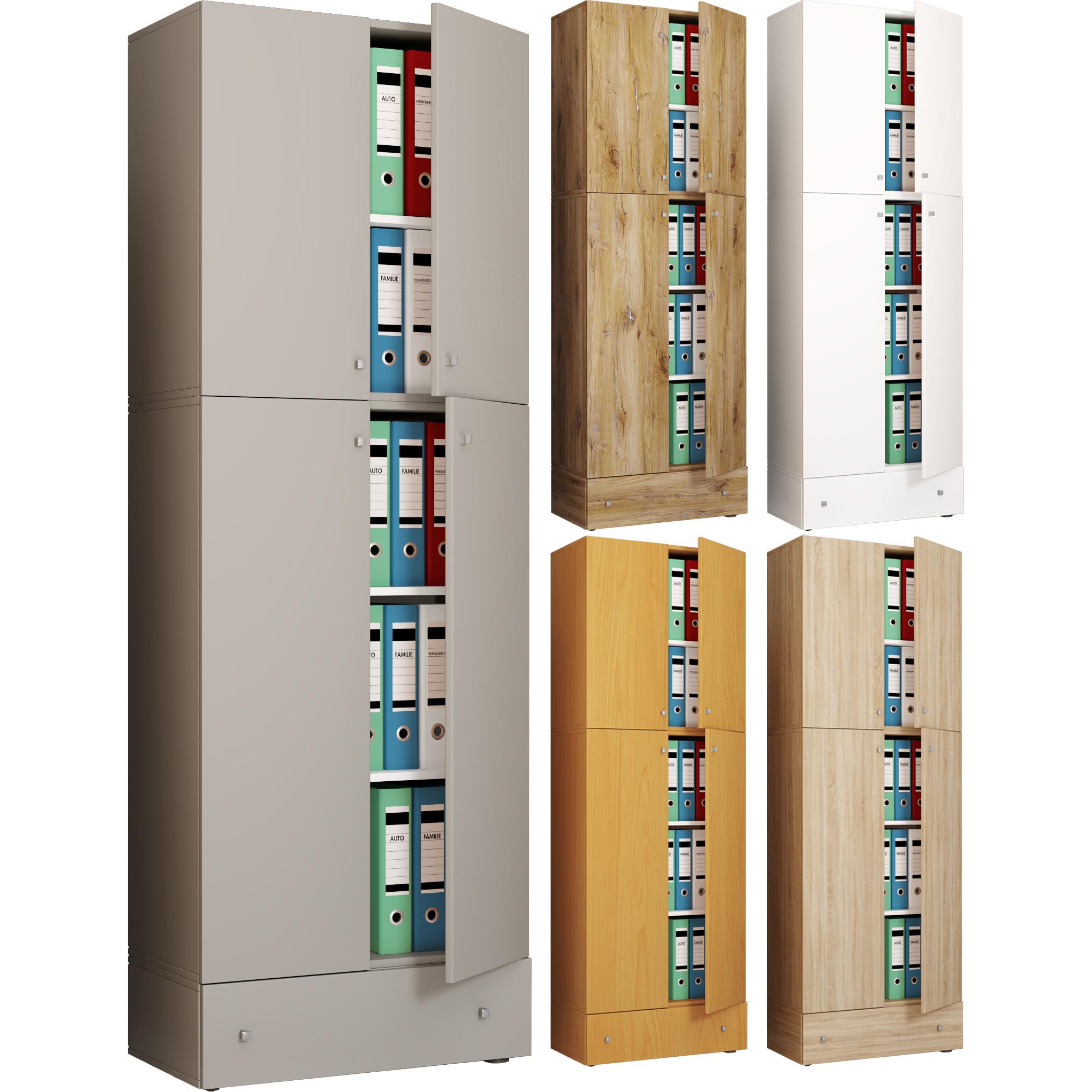 VCM, Aktenschrank, Büroschrank Aktenschrank Lona 5-fach Schublade Drehtüren (70 x 39 x 200 cm)