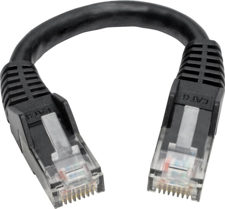 Image du produit Eaton Cat6 Gigabit Snagless Molded UTP Ethernet Cable RJ45m/M Black 6-in. 15.24cm (U/UTP, CAT6, 0.15 m)
