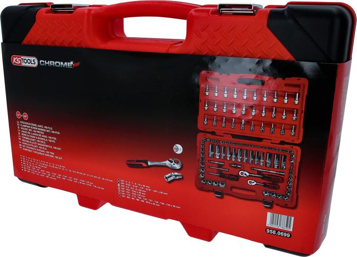 Image du produit KS Tools Jeu de douilles 1/4"+3/8" CHROMEplus, 100 pièces, réversibles (24 mm, 18 mm, 11 mm, 12 mm, 20 mm, 19 mm, 15 mm, 13 mm, 21 mm, 14 mm, 10 mm, 23 mm, 22 mm, 17 mm, 16 mm, 5 mm, 9 mm, 4 mm, 6 mm, 8 mm, 7 mm)