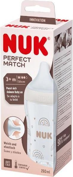 Produktbild NUK Babyflaschen PP-Flasche Perfect Match 260 ml + Silikon-Sauger (260 ml)