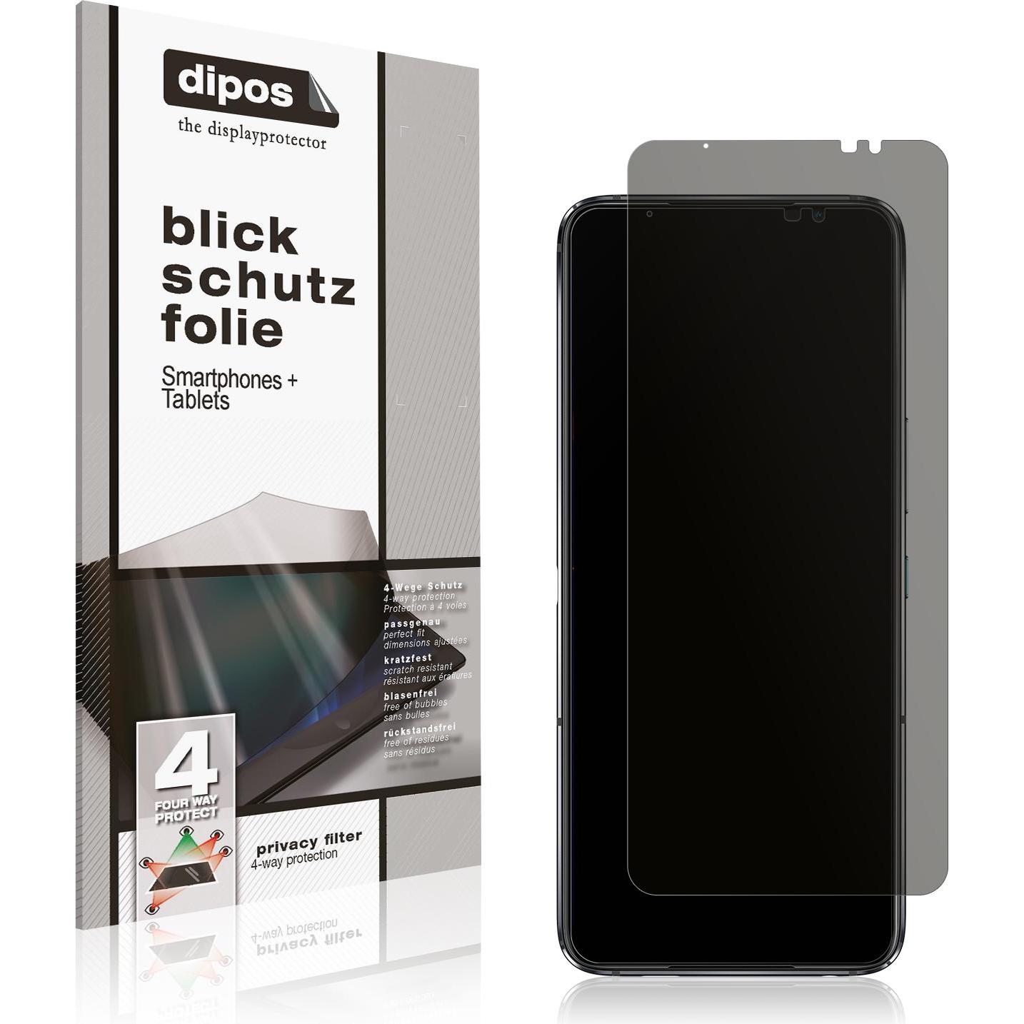 Dipos Blickschutzfolie 4-Way Privacy (1 Stück, Asus ROG Phone 6 Pro), Smartphone Schutzfolie, Transparent