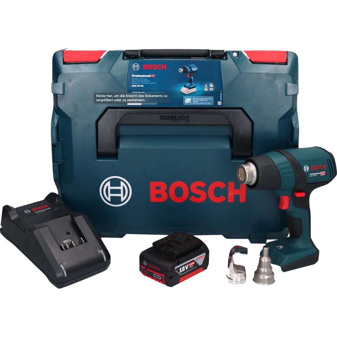 Thumbnail - Bosch Professional, Heissluftföhn, Bosch GHG 18V-50 Professional Akku Heissluftgebläse 18 V 300° C / 500° C + 1x Akku 5,...