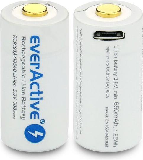 Actual product image Everactive 16340 / RCR123A 3V 700 mAh - Rechargeable battery (1 pcs., RCR123A, 650 mAh)