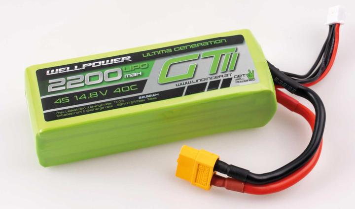Actual product image Wellpower LIPO AKKU ULTIMA GT II 2200 mAh / 14,8 Volt 4S 40/80C CH5/8 XT-60 (14.80 V, 2200 mAh)
