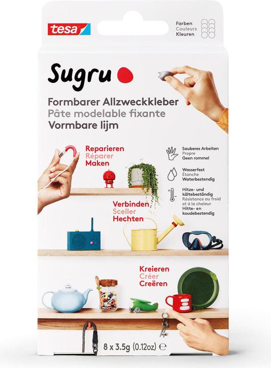 Productafbeelding Sugru by tesa Sugru 8x kneedbare alleslijm, veelzijdige kleefplamuur voor decoreren, lijmen & repareren (28 g)
