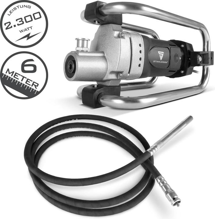 Stahlwerk concrete vibrator with vibrating bottle set, 2,300 watts - 4,000 rpm, vibrating bottle Ø 35 mm