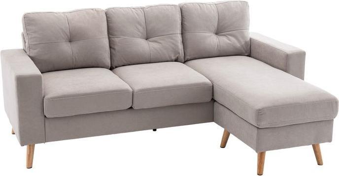 Produktbild Swisshandel24 Ecksofa Eckcouch in L-Form, Eckgarnitur in Leinenoptik, Couchgarnitur mit Chaiselongue für 3 Persone (Ecksofa)