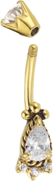 Produktbild Bijouteria Bauchpiercing (Zirkonia, Chirurgenstahl 316L, PVD Beschichtung (goldfarbig))