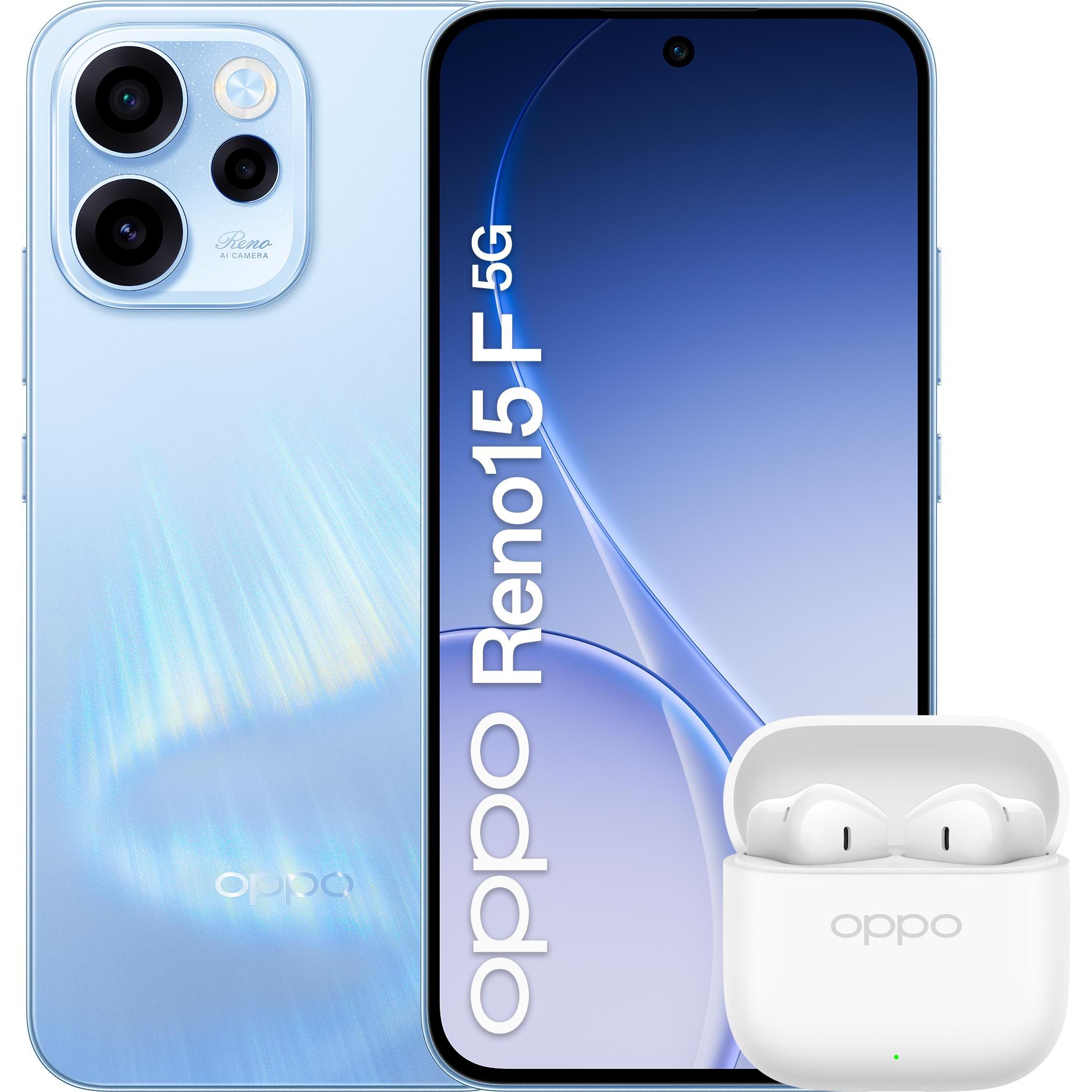 OPPO RENO 15F 5G BUN BUDS3 BL () (256 GB, Aurora Blue, Blue, 6.57", Dual SIM, 5G), Smartphone, Blau
