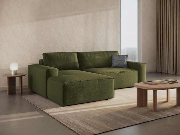 Actual product image Micadoni Bouclé Left Corner Sofa With Bed Function And Box, "Jodie", 3 Seats, 246x151x86 Made in Europe (Corner sofa)