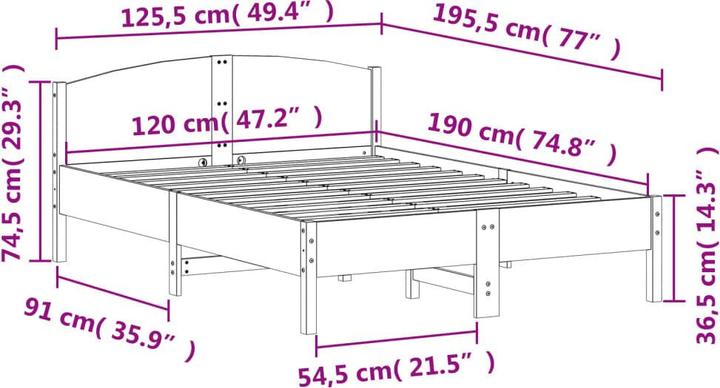 Image du produit vidaXL Bettgestell (120 x 190 cm)