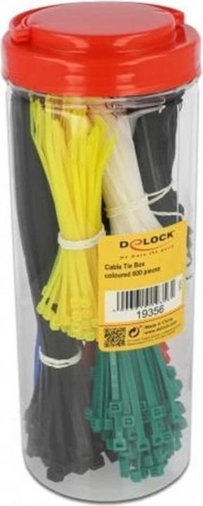 Delock Scatola di fascette 600 pezzi, colorate, assortite (Fascette in plastica, 300 mm, 600 pz.)