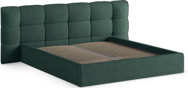 Actual product image Micadoni Boucle Storage Bed with Headboard, "Eric", Green, 225x270x104 Made in Europe (180 x 200 cm)