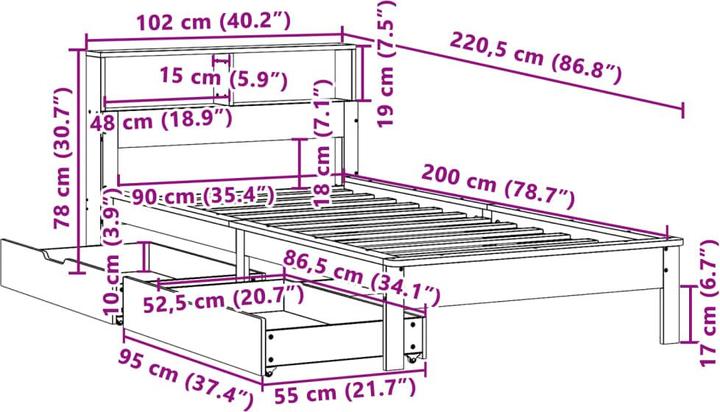 Produktbild vidaXL Bettgestell (90 x 200 cm)