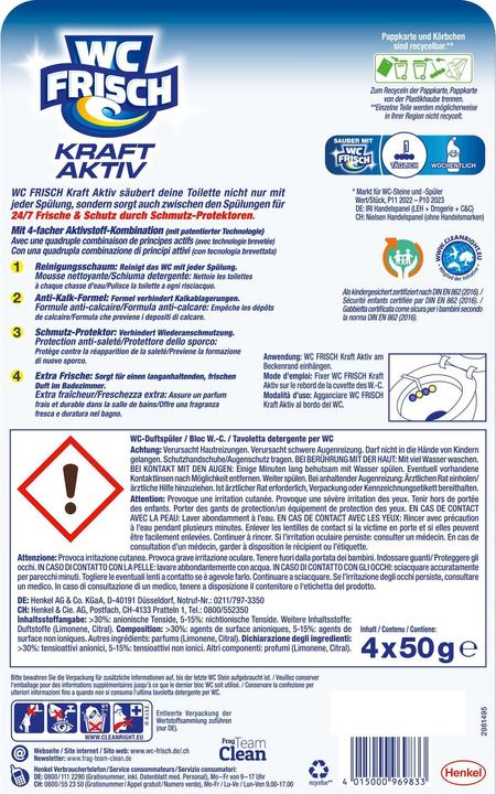 Label énergétique WC Frisch Nettoyant WC Kraft Lemon 4pcs