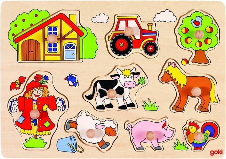 Produktbild Goki Hölzerne Bubble Puzzle Bauernhof (9 Teile)
