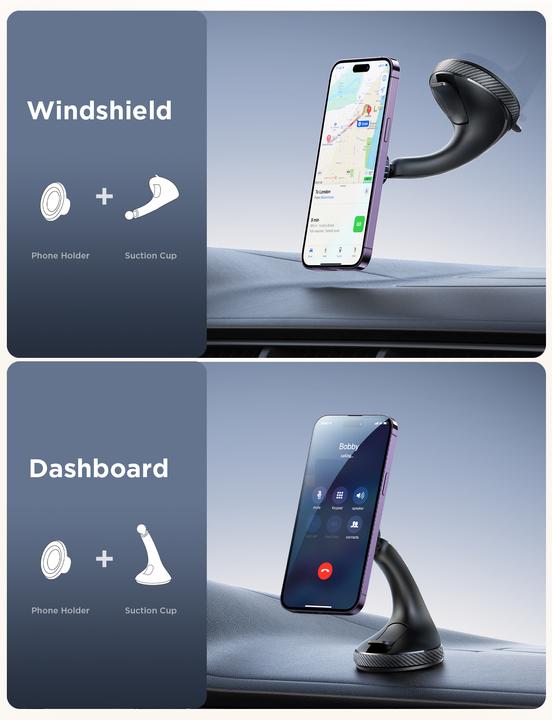 Actual product image Joyroom JR-ZS406 magnetic car holder for windshield / Cockpit - black