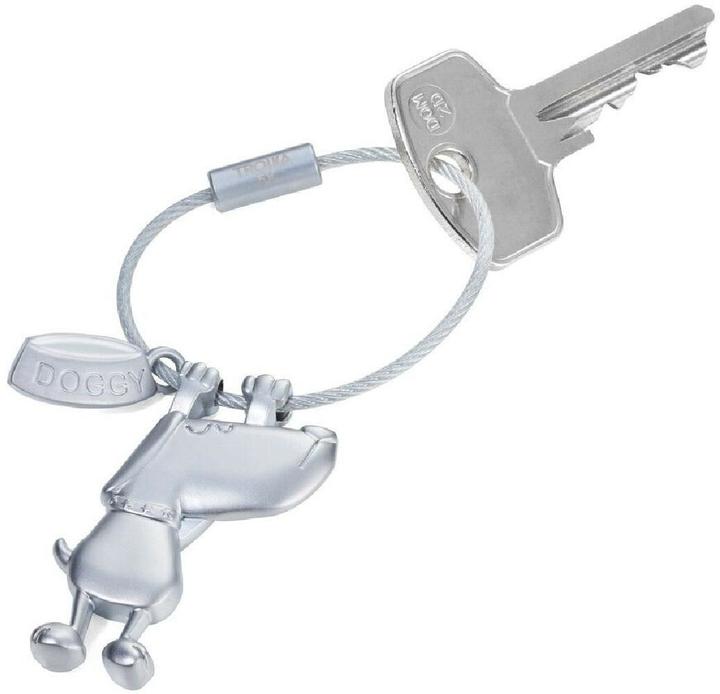 Actual product image Troika DOGGY key ring dog, bowl, matt grey