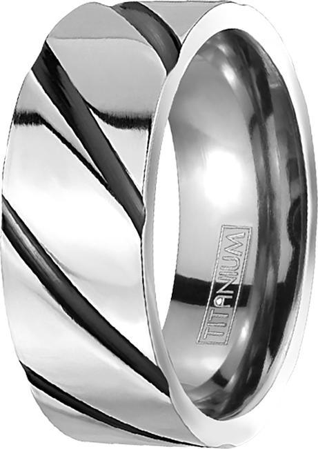 Produktbild Star Piercing Ring silber gestreift schwarz (60, 900 Platin)