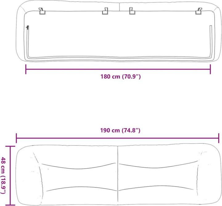 Image du produit vidaXL Kopfteil-Kissen (15 x 180 x 48 cm)