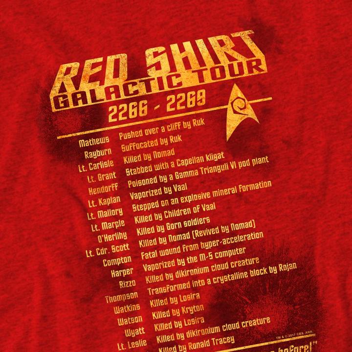 Actual product image Unisex Adult Red Shirt Tour T-Shirt (XXL)
