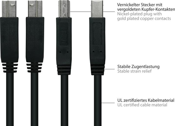 Image du produit Good Connections Kabelmeister USB 3.0 vers USB-B CU 5m noir (5 m, USB 3.2 Gen 1)