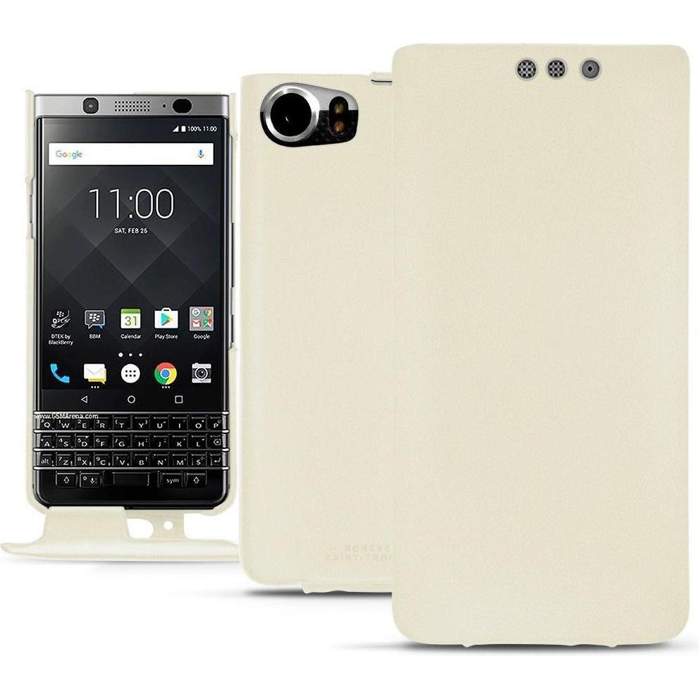 Noreve Lederschutzhülle vertikal (Blackberry KEYone), Smartphone Hülle, Weiss