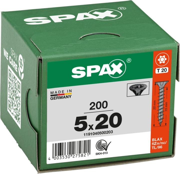 Produktbild Spax Senkmultikopf T-Star Plus T20 Vollgewinde Schwarz Verzinkt (200 Schrauben pro Stück)