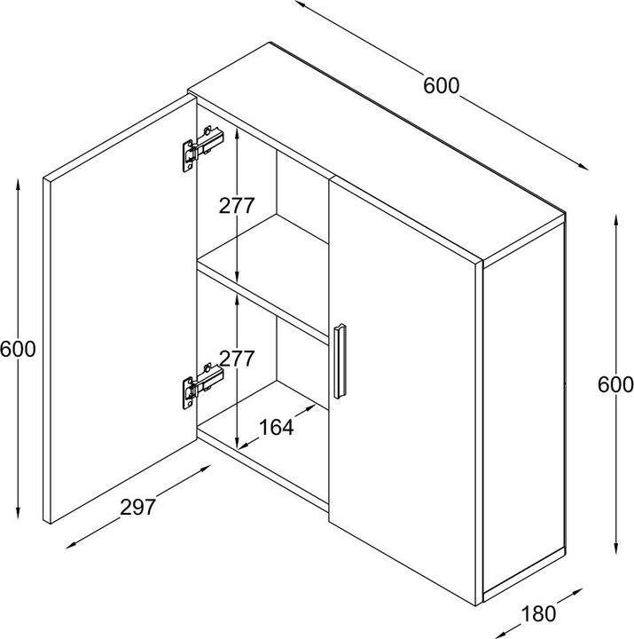 Actual product image VCM Wandregal Wandschrank Badmöbel Landos (60 x 18 x 60 cm)