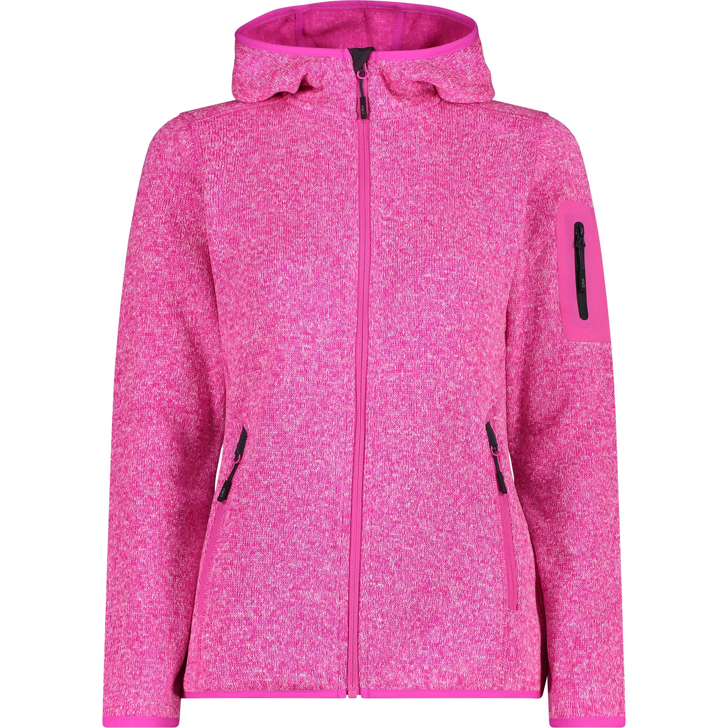 CMP Campagnolo, Damen, Jacke, Women's Jacket Fix Hood Jacquard Knitted 3H19826 (48, 3XL), Rosa, 48, 3XL