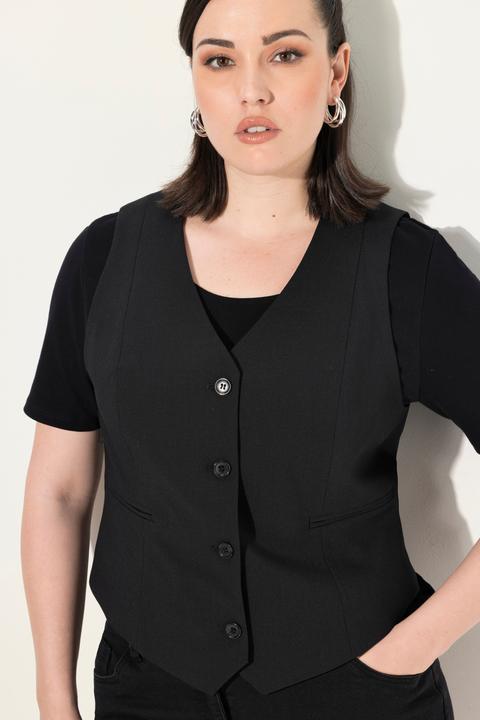 Image du produit Ulla Popken Gilet de costume, encolure en V. Poches fantaisie et doublure intégrale. (48)