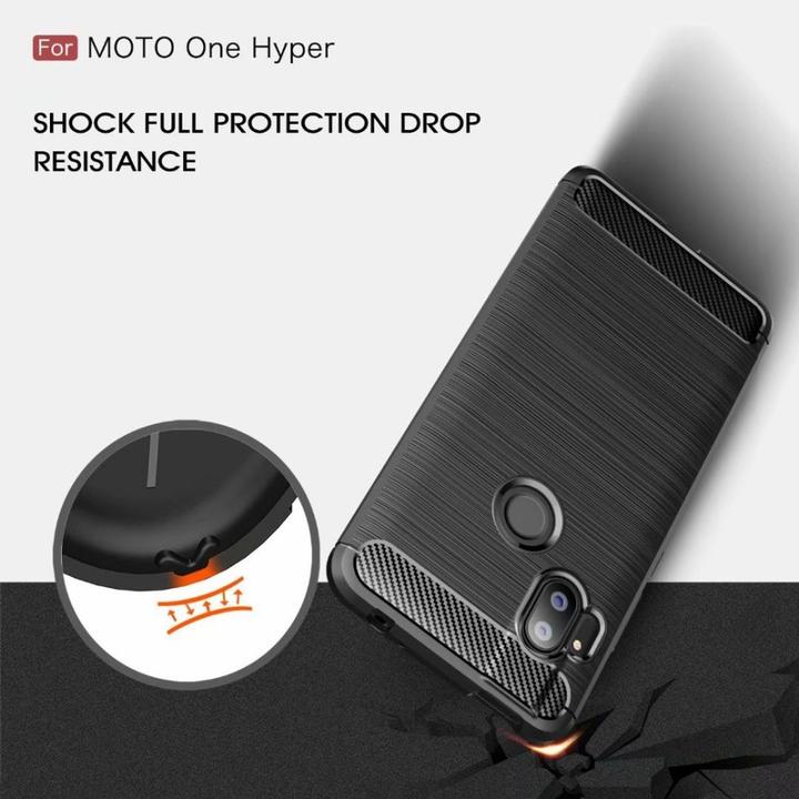 Actual product image König Design Case Mobile Protection for Motorola Moto One Hyper Case Cover Bumper Carbon Black (Motorola Moto One Hyper)