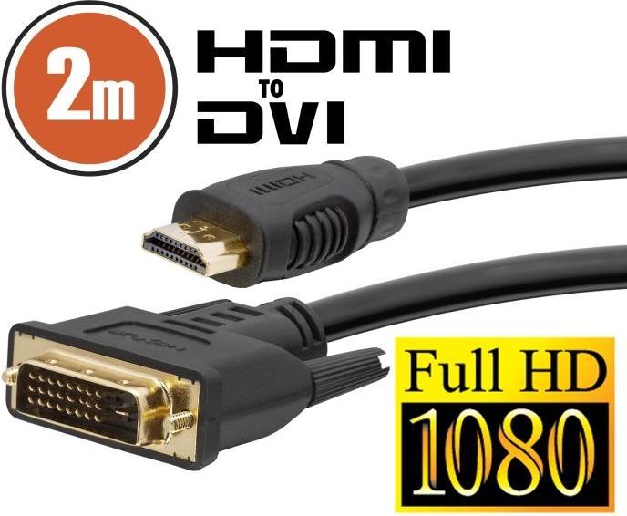 Delight DVI -D (Dual Link) - HDMI -Kabel 2M Black Gold Pack (2 m, DVI ...
