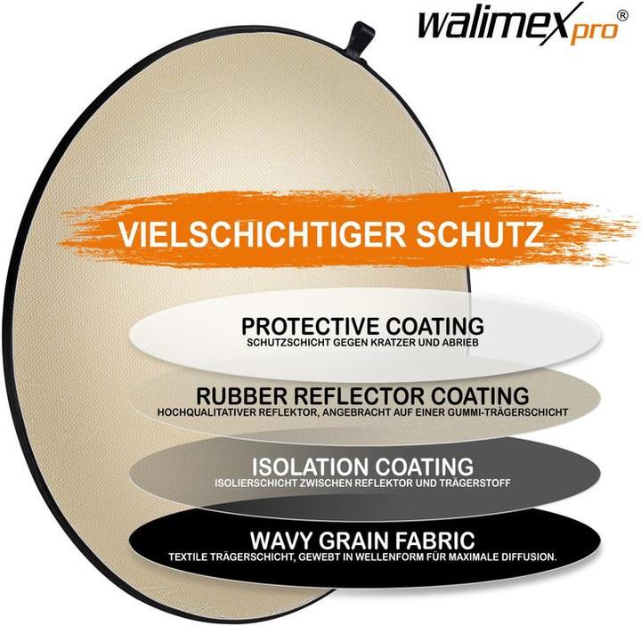 Actual product image Walimex 5in1 Folding reflector set wavy, Ø107cm (Folding reflector, 107 cm)