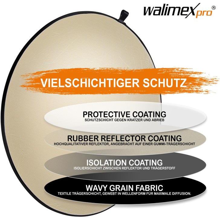 Thumbnail - Walimex 5in1 Faltreflektor Set wavy, Ø107cm (Faltreflektor, 107 cm), Softbox + Reflektor