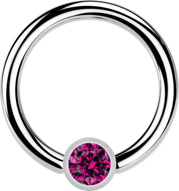 Immagine prodotto Star Piercing Anello Micro Closure argento cilindro di cristallo fucsia (senza ottone, Acciaio chirurgico 316L)