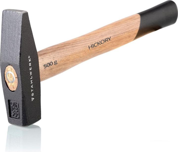 Actual product image Stahlwerk Hammer 500g locksmith's hammer robust steel head, hickory wood handle (500 g)
