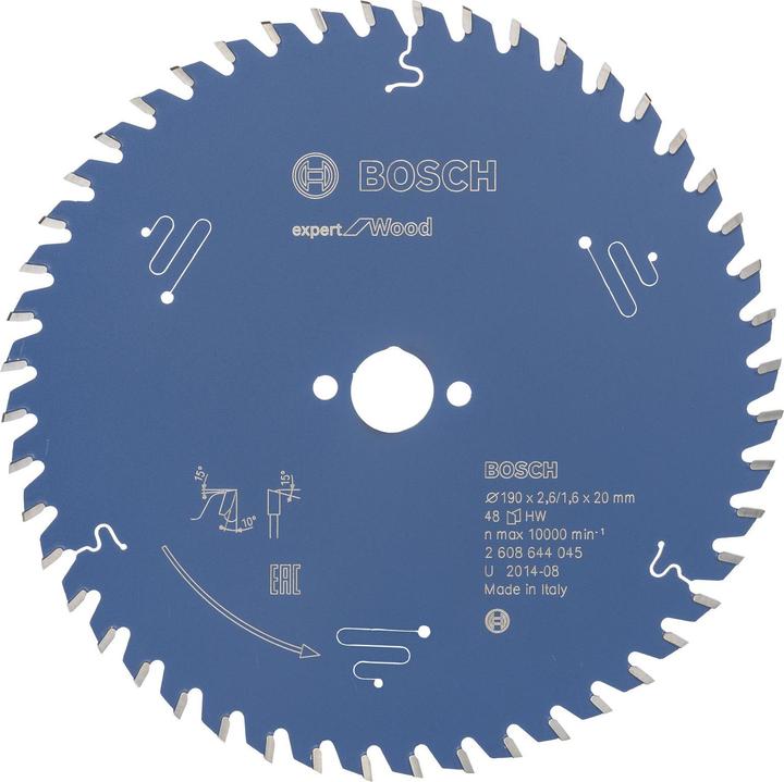 Produktbild Bosch Professional Zubehör Kreissägeblatt Expert for Wood, 190 x 20 x 2,6 mm, 48