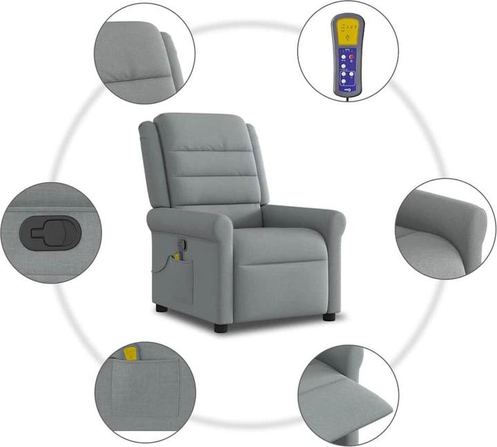 Immagine prodotto vidaXL Poltrona massaggiante in tessuto grigio chiaro poltrona TV massaggiante