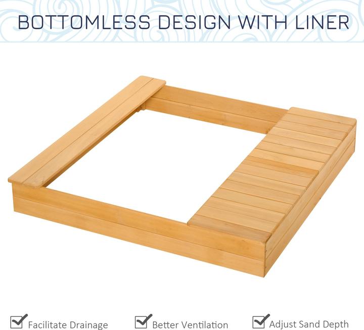 Image du produit Outsunny Bac à sable avec banc et casiers de rangement