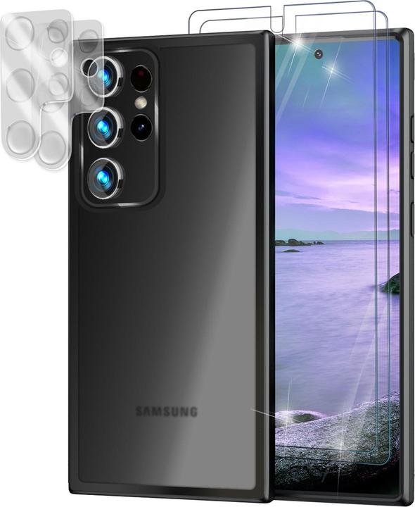 Immagine prodotto Nalia Cover ibrida semitrasparente con 2x vetro di protezione del display e 2x vetro della fotocamera (Samsung Galaxy S23 Ultra)