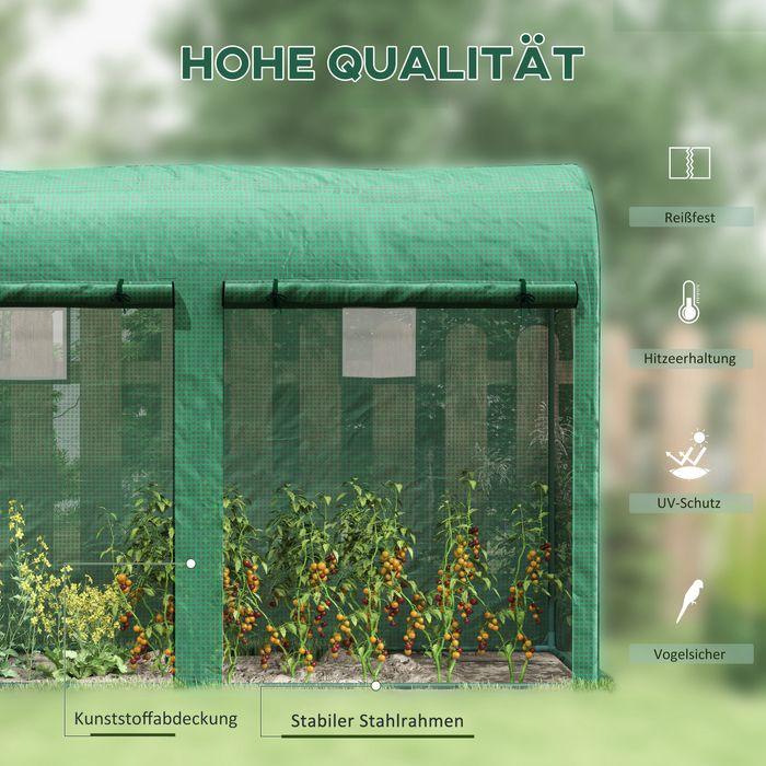 Actual product image Swisshandel24 Foliengewächshaus 300x100x200 cm, 4 Fenster, 2 Türen aus PE-Kunststoff und Stahl