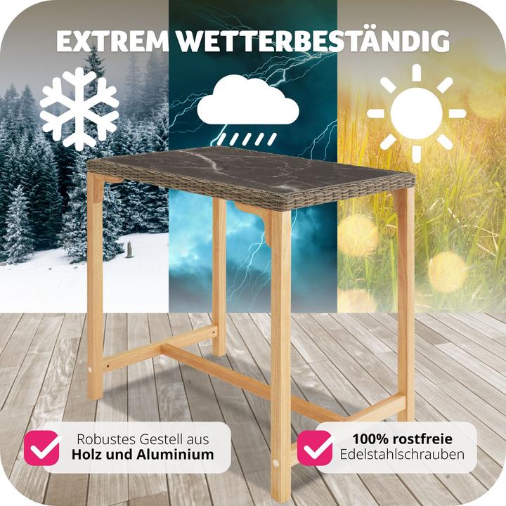 Immagine prodotto tectake Tavolo da bar in rattan Kutina 96 x 65 x 100 cm (96 cm)