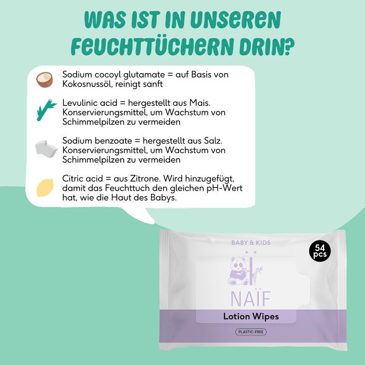 Image du produit Naïf lingettes lotion pour bébés sans plastique (54 pcs)