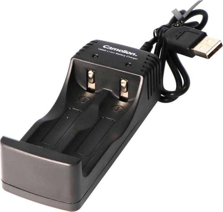 Camelion Lader inclusief Micro USB oplaadkabel geschikt voor 1 of 2 Li-ion 18650 batterijen. (Lader zonder batterij)