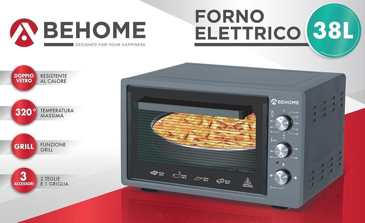Image du produit Behome Four électrique à convection, autonettoyant, avec accessoires et verre double