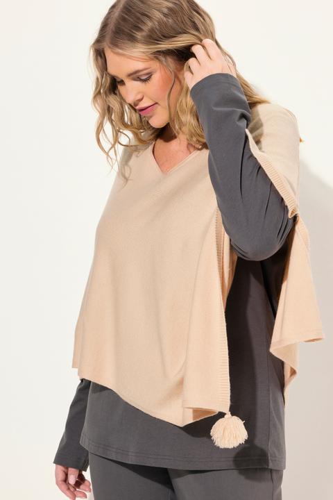 Actual product image Ulla Popken Knit Pointed Hem Poncho (58, 60, 62)