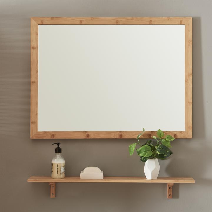Actual product image En.Casa Wandspiegel mit Regal im Set Boksereys Bambus Natur (80 x 60 cm)