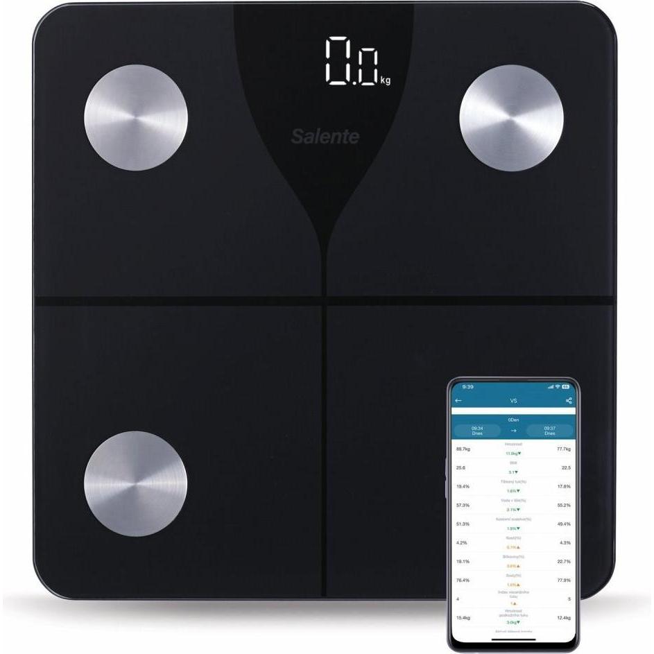 Evolveo Salente SlimFit, osobní diagnostická fitness váha, Bluetooth, Äerná (180 kg) (SLIMFIT-BK)