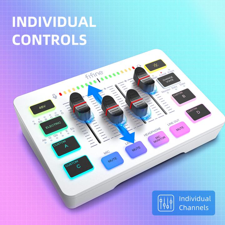 Actual product image Fifine Gaming Audio Mixer SC3, 4-channel